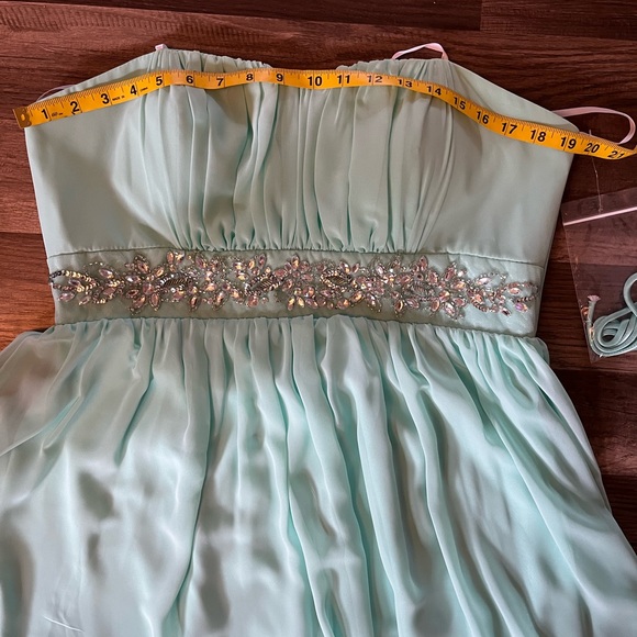 FIESTA Strapless Mint Green Mini Prom Dress with Rhinestone cummerbund SZ XL - Picture 8 of 12